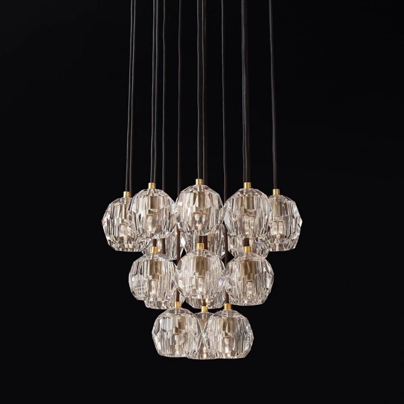 Sibole Glass Round Cluster Chandelier 19"