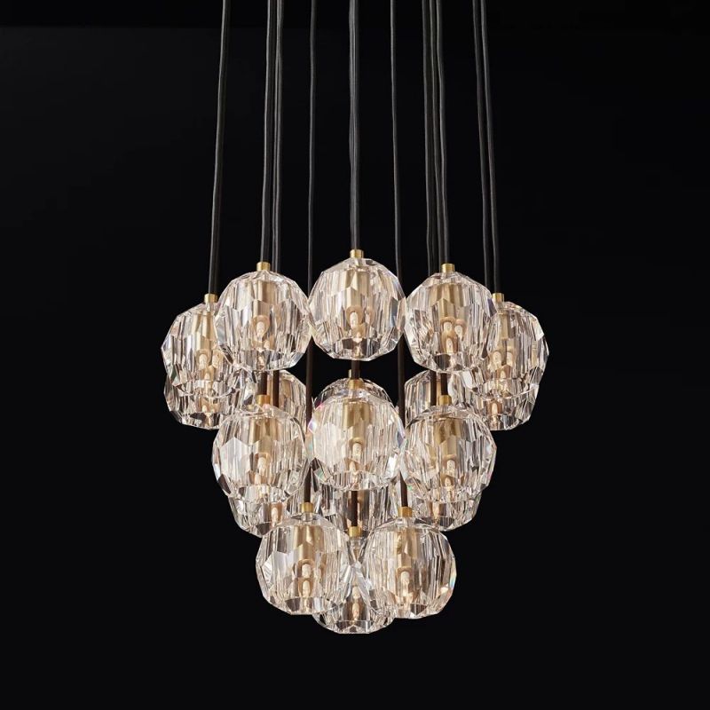 Sibole Glass Round Cluster Chandelier 19"