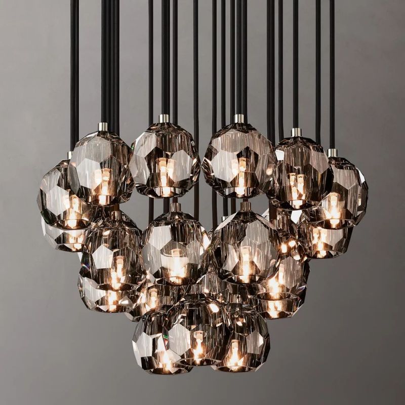 Sibole Glass Round Cluster Chandelier 24"