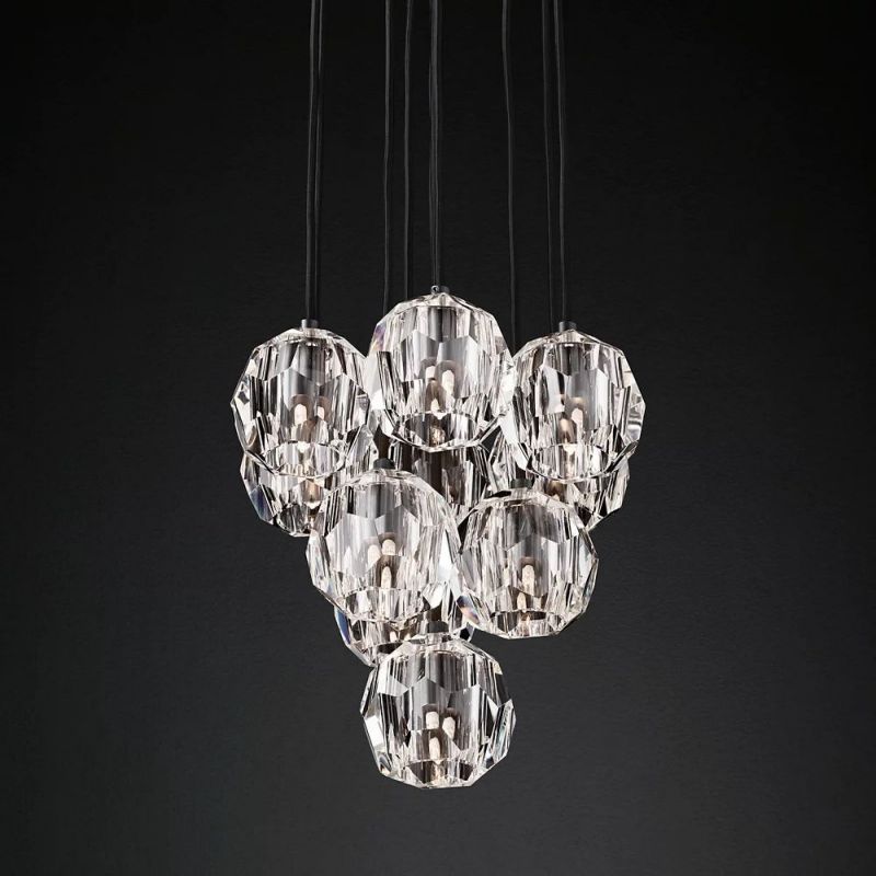 Sibole Glass Round Cluster Chandelier 14"
