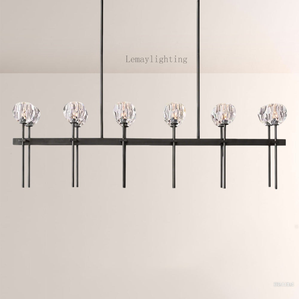 Sibole Glass Double Linear Chandelier 60"