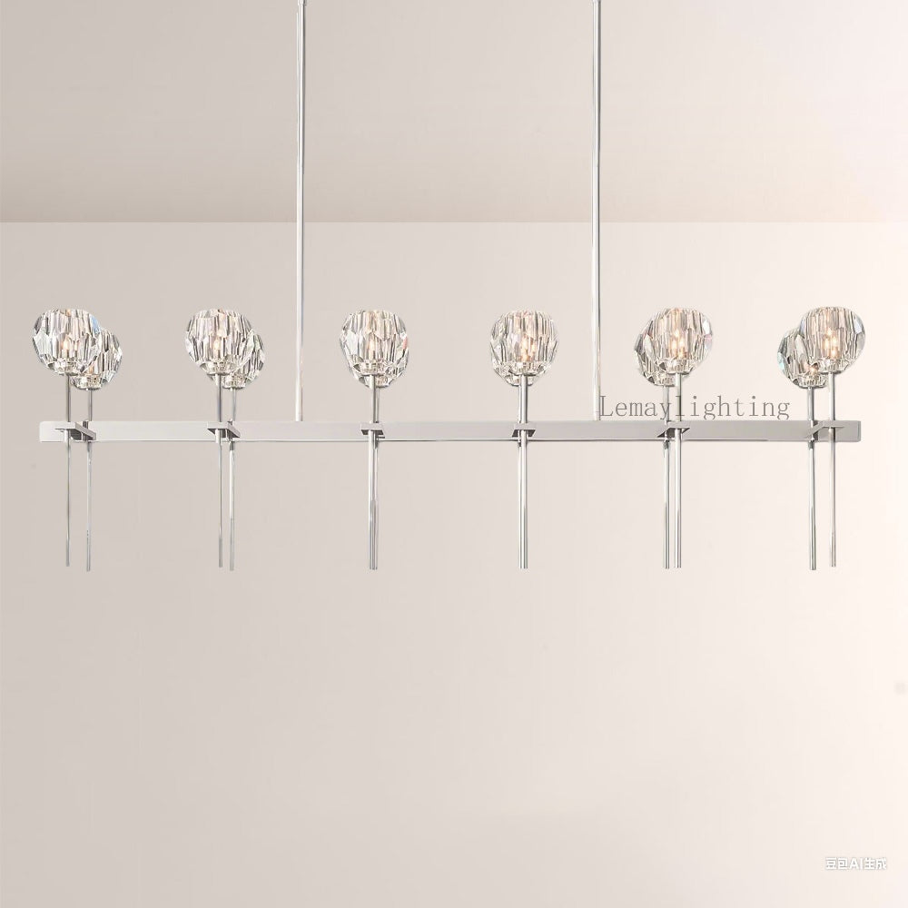 Sibole Glass Double Linear Chandelier 60"
