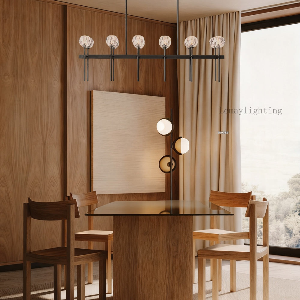 Sibole Glass Double Linear Chandelier 60"