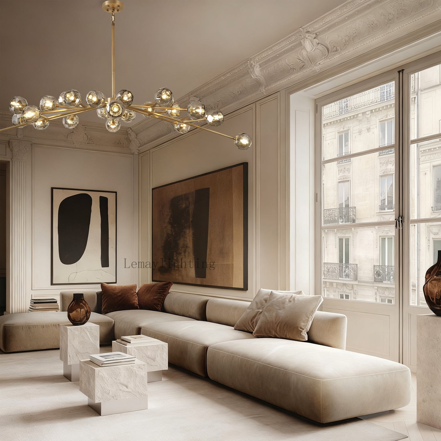 Sibole Glass Oval Chandelier 72"