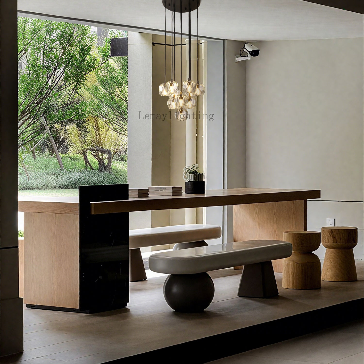 Sibole Glass Round Cluster Chandelier 14"