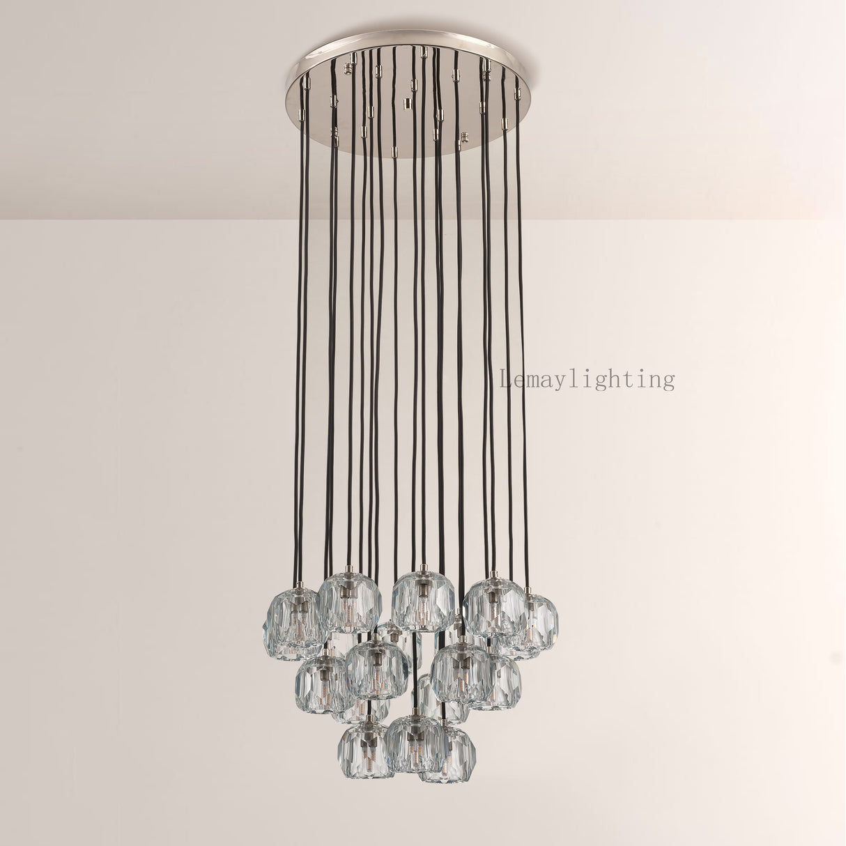 Sibole Glass Round Cluster Chandelier 19"