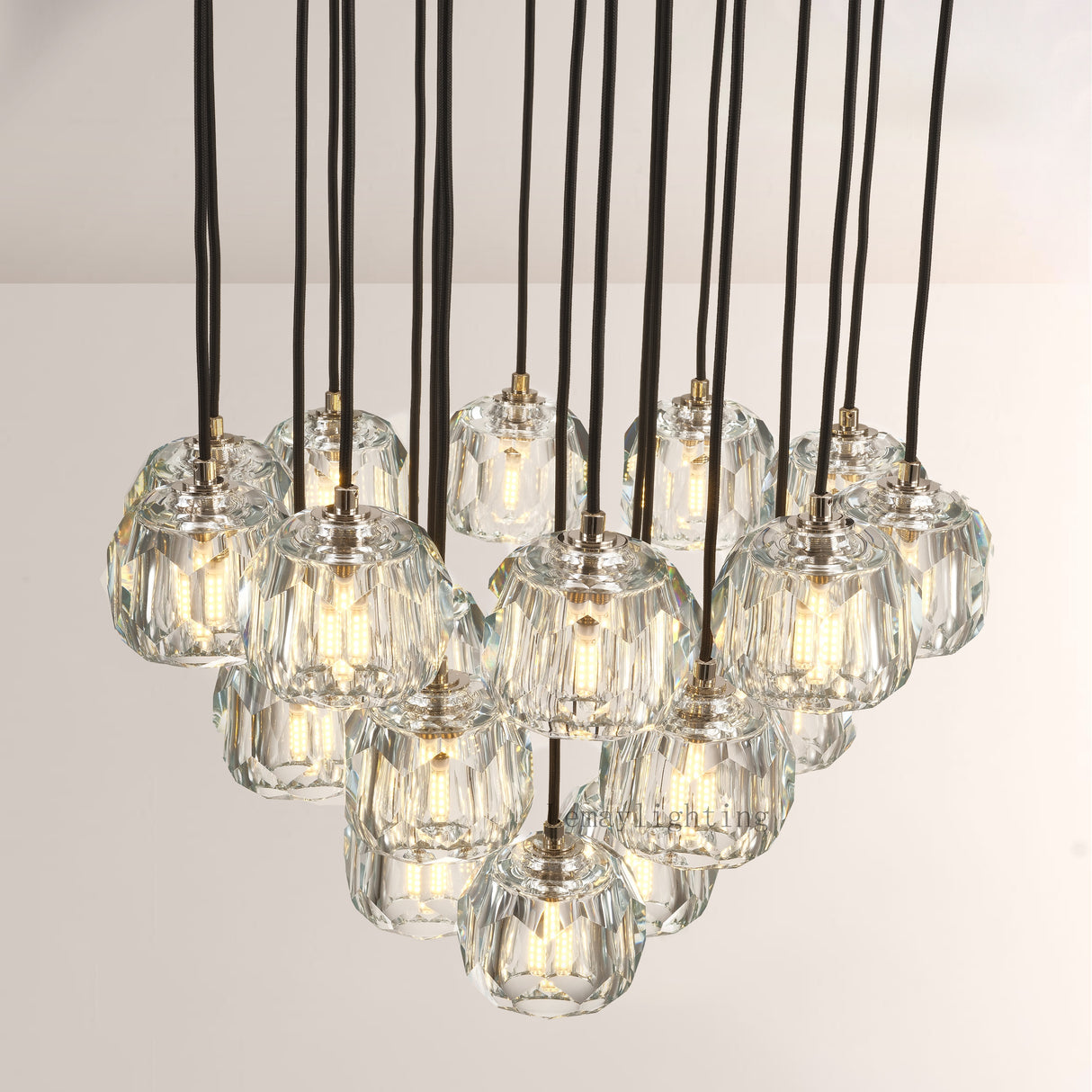Sibole Glass Round Cluster Chandelier 19"