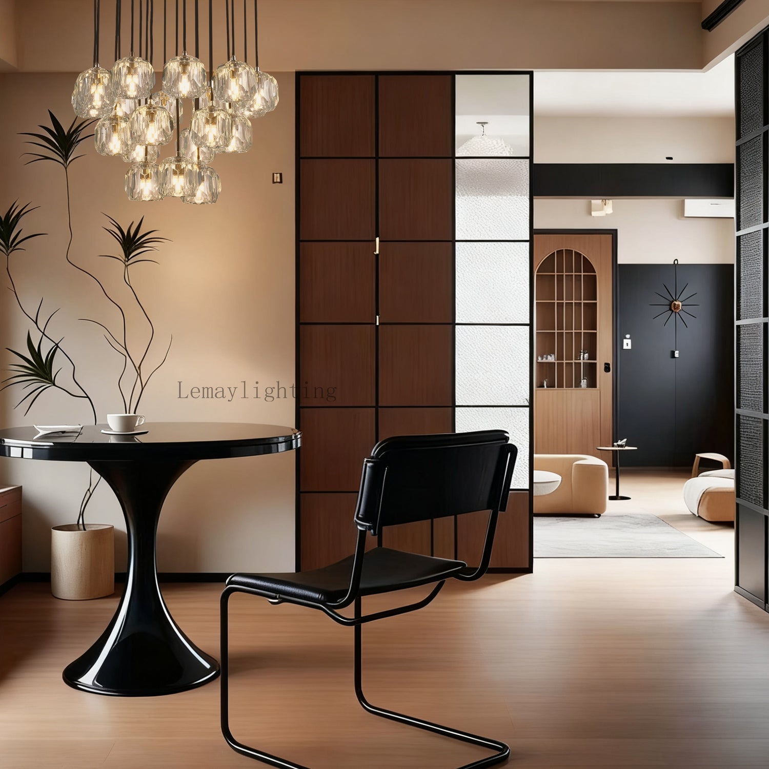 Sibole Glass Round Cluster Chandelier 19"