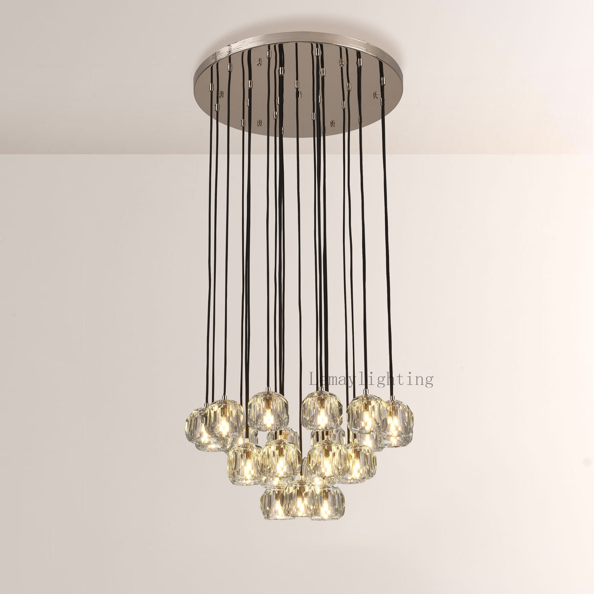 Sibole Glass Round Cluster Chandelier 24"