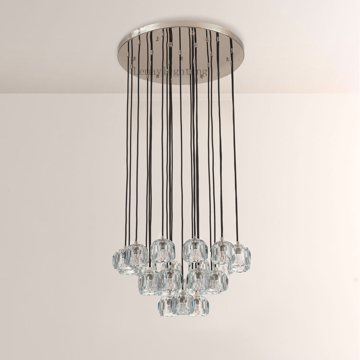 Sibole Glass Round Cluster Chandelier 24"