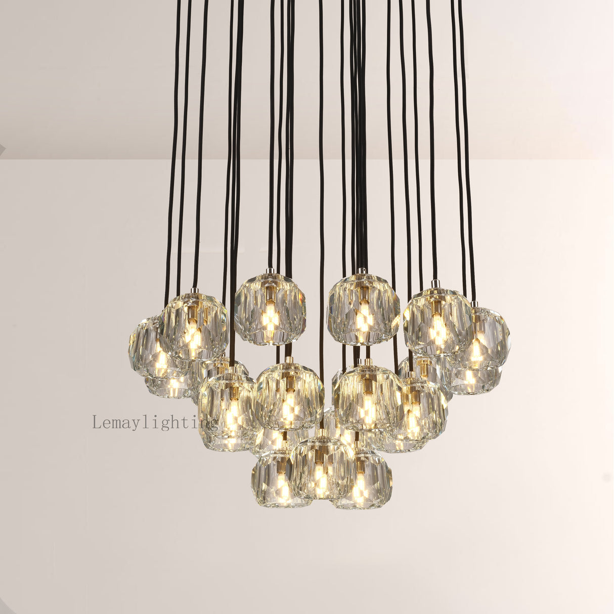 Sibole Glass Round Cluster Chandelier 24"