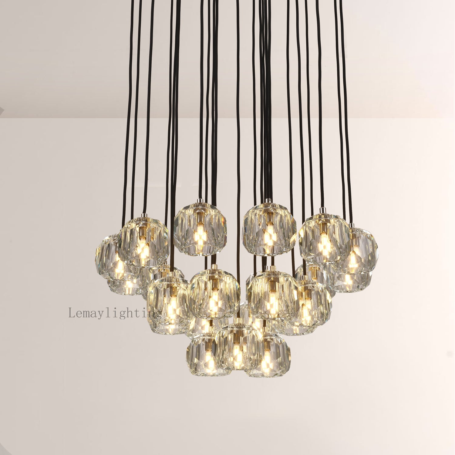 Sibole Glass Round Cluster Chandelier 24"