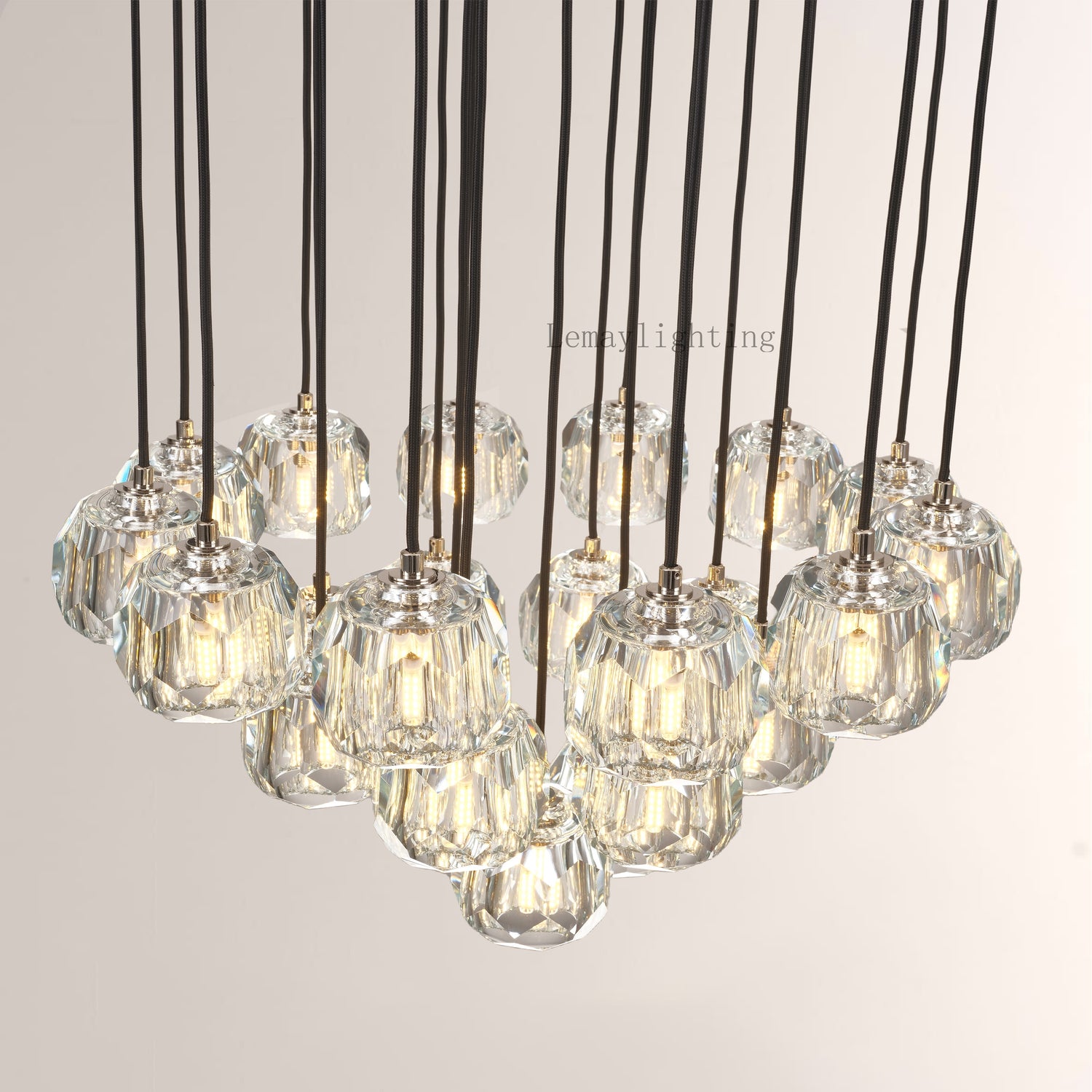 Sibole Glass Round Cluster Chandelier 24"
