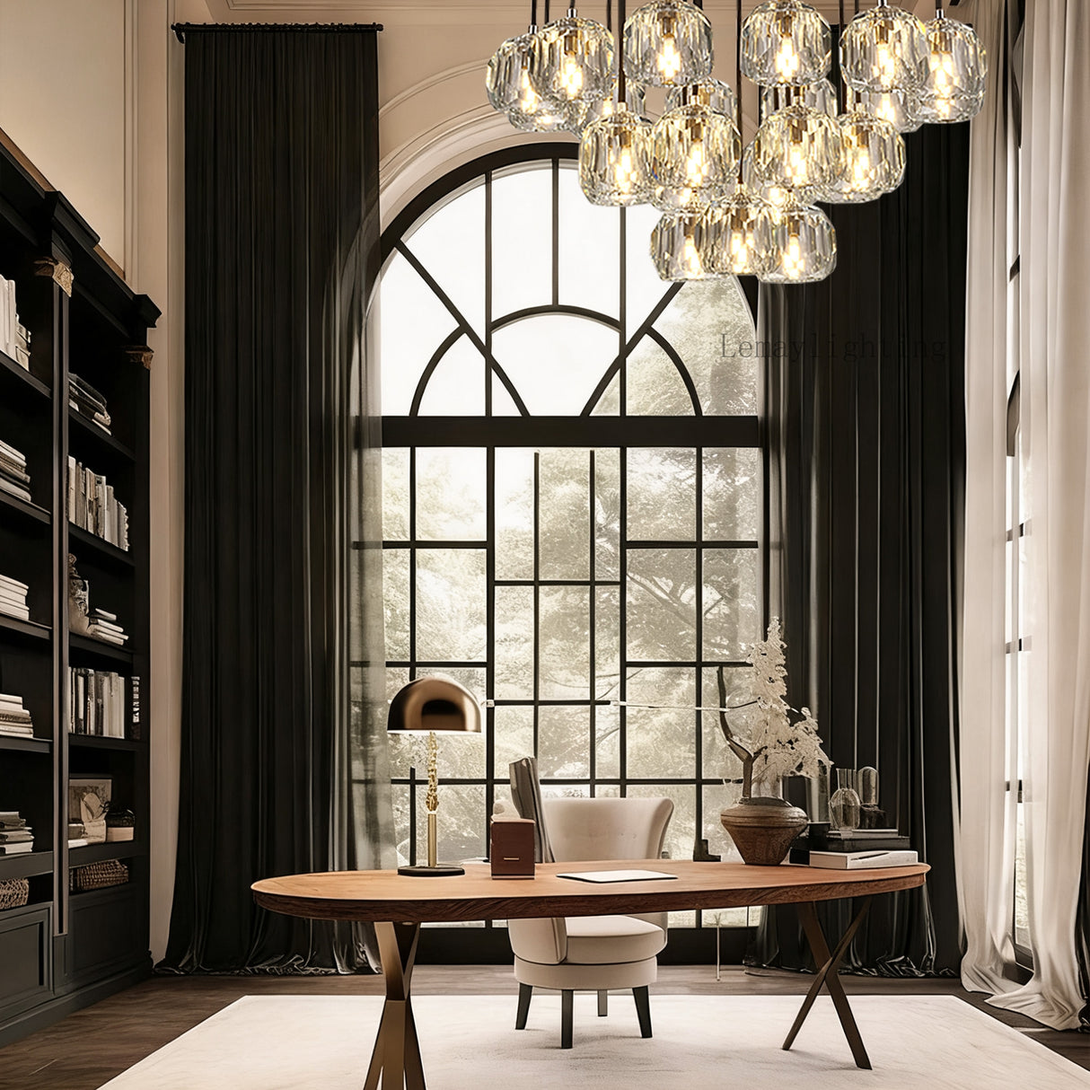 Sibole Glass Round Cluster Chandelier 24"