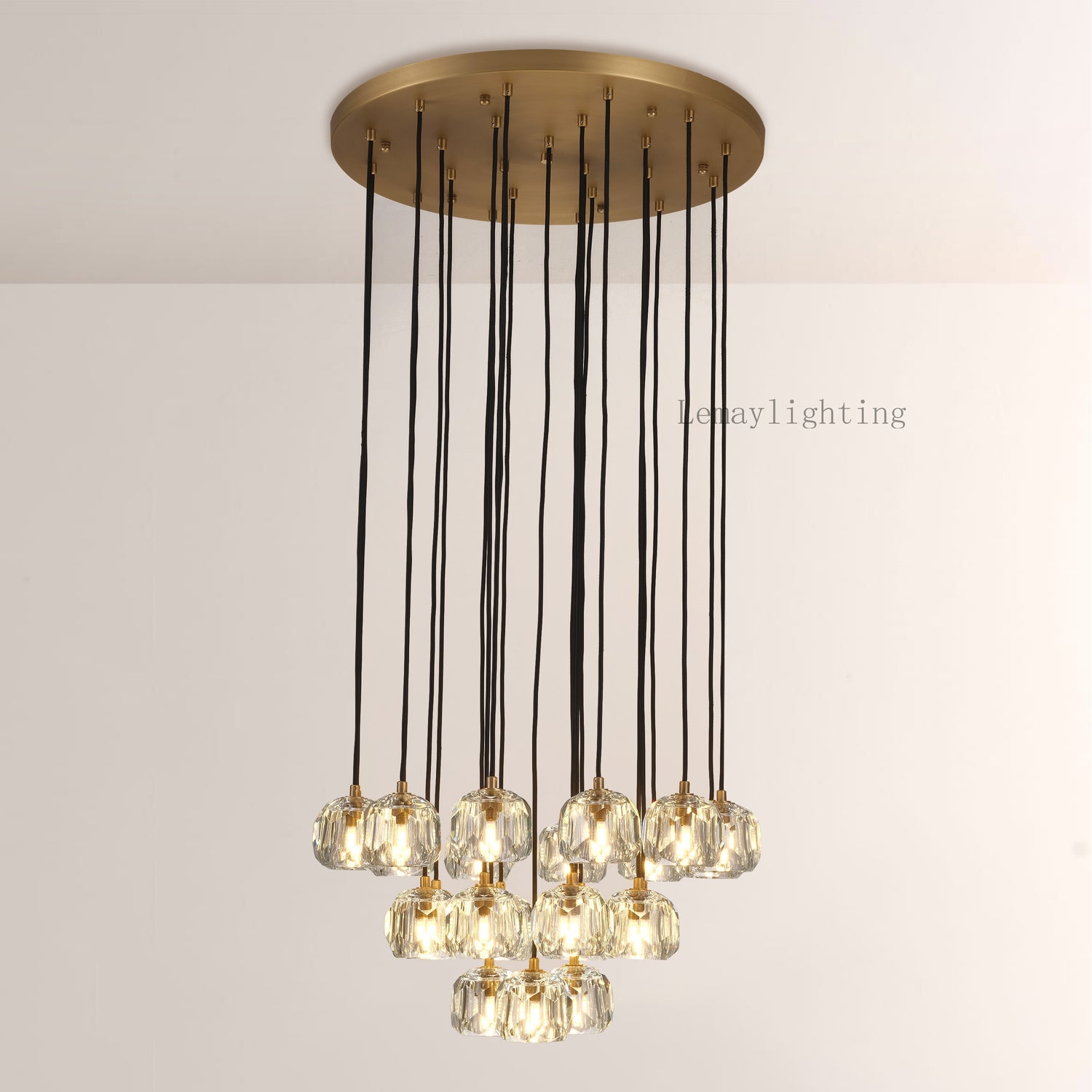 Sibole Glass Round Cluster Chandelier 24"
