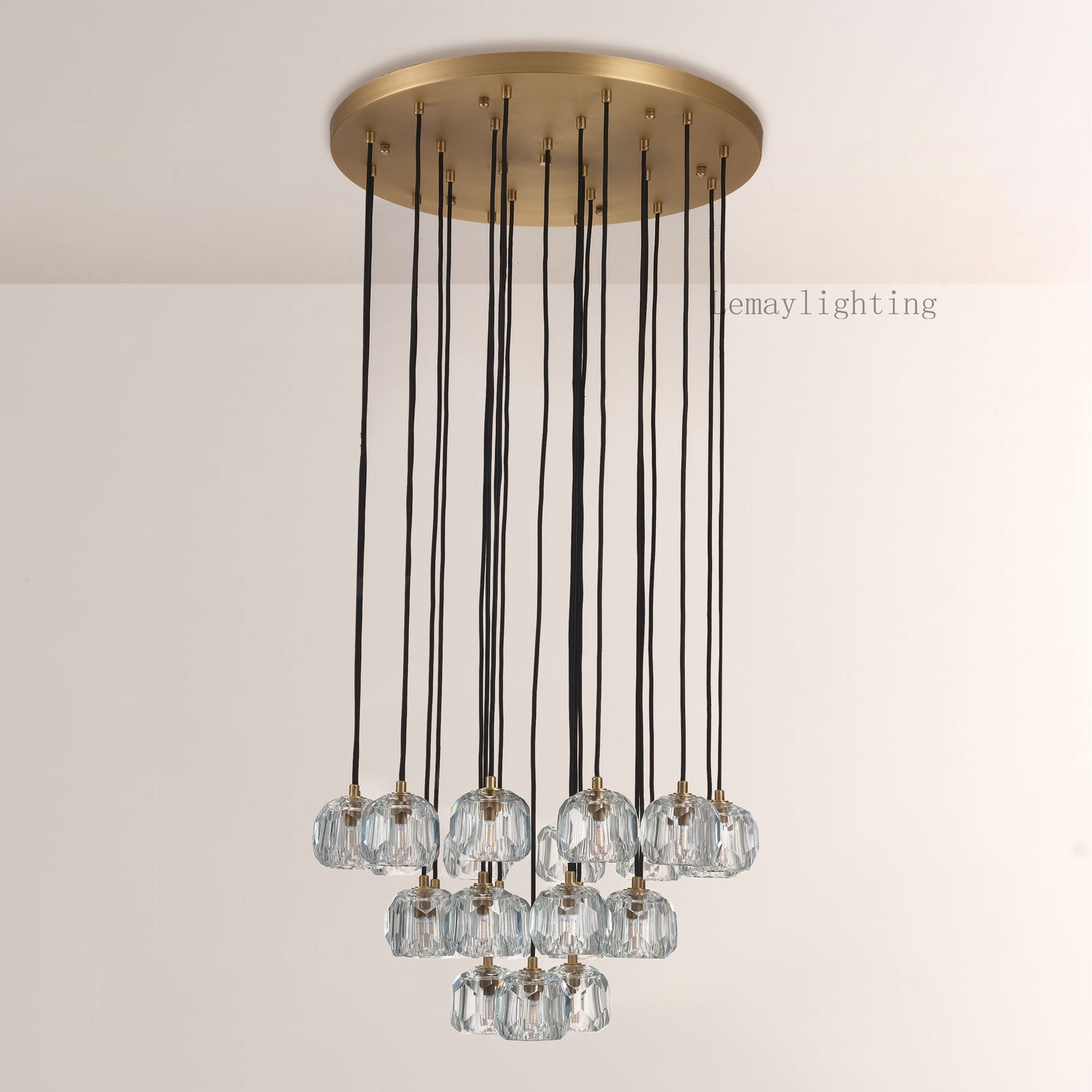 Sibole Glass Round Cluster Chandelier 24"