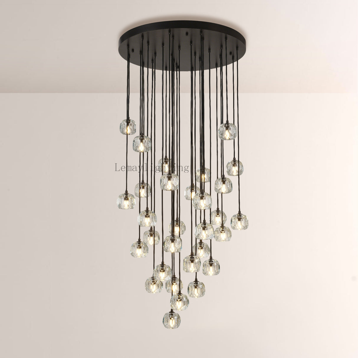 Sibole Glass Round Cluster Chandelier 30"