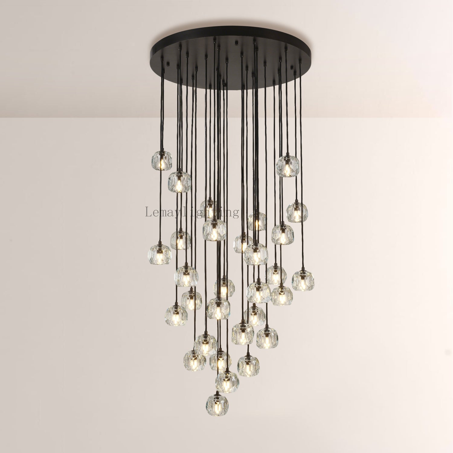Sibole Glass Round Cluster Chandelier 30"