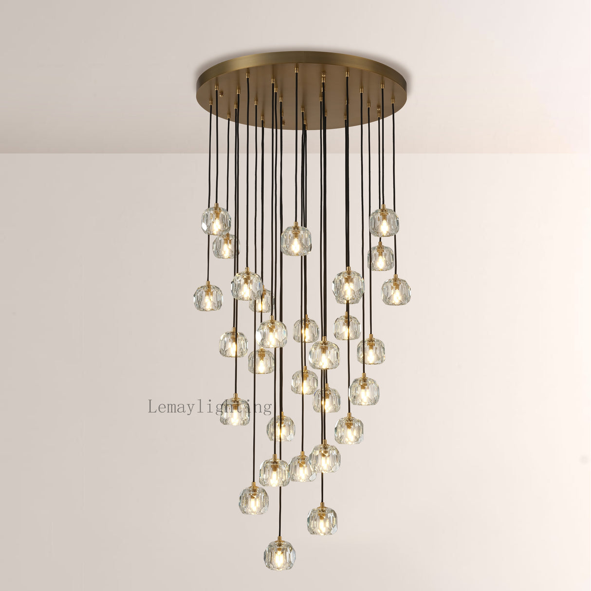 Sibole Glass Round Cluster Chandelier 30"