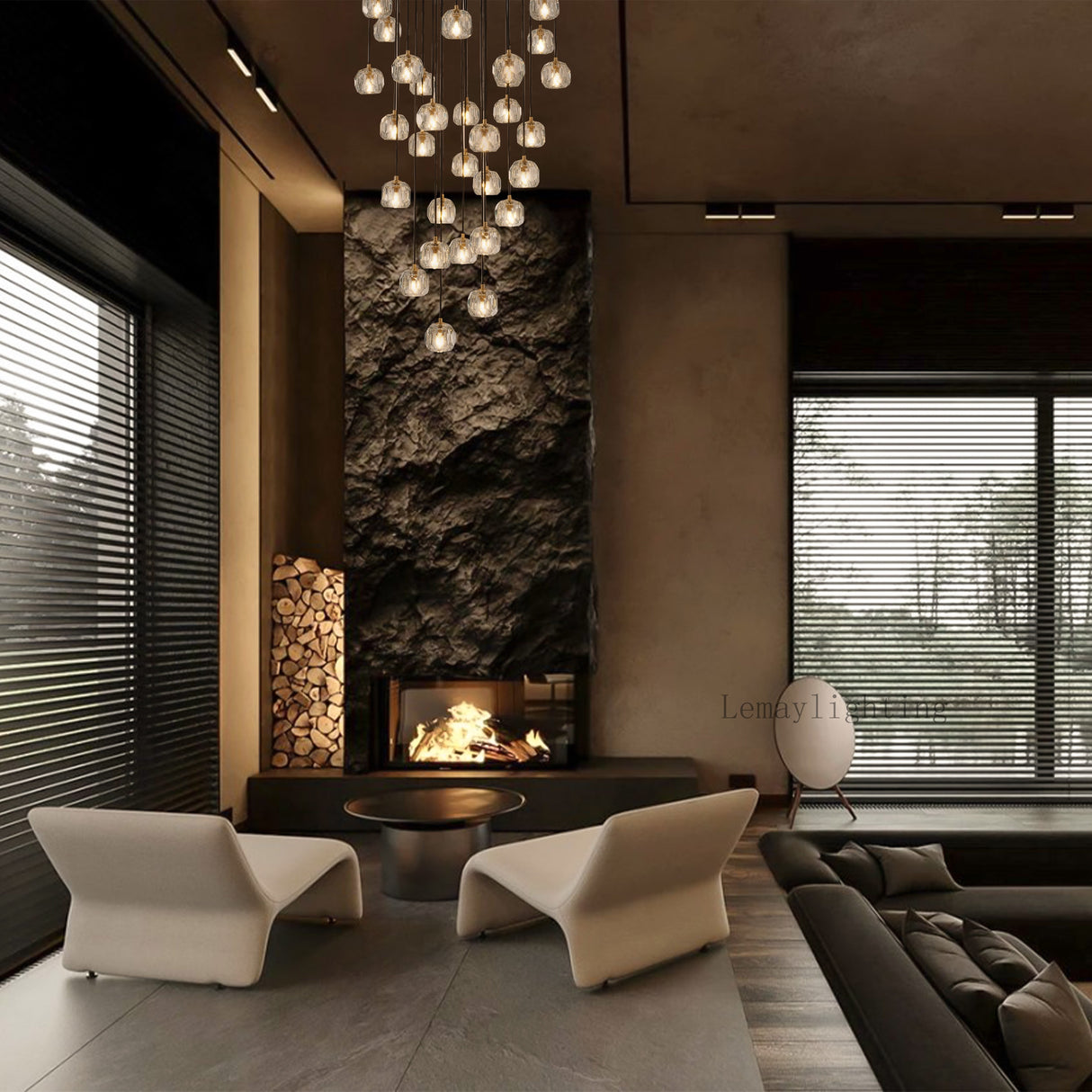 Sibole Glass Round Cluster Chandelier 30"