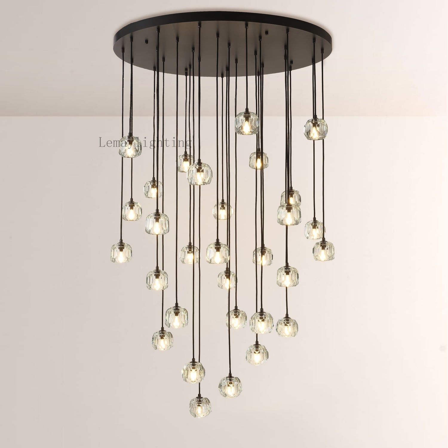 Sibole Glass Round Cluster Chandelier 40"