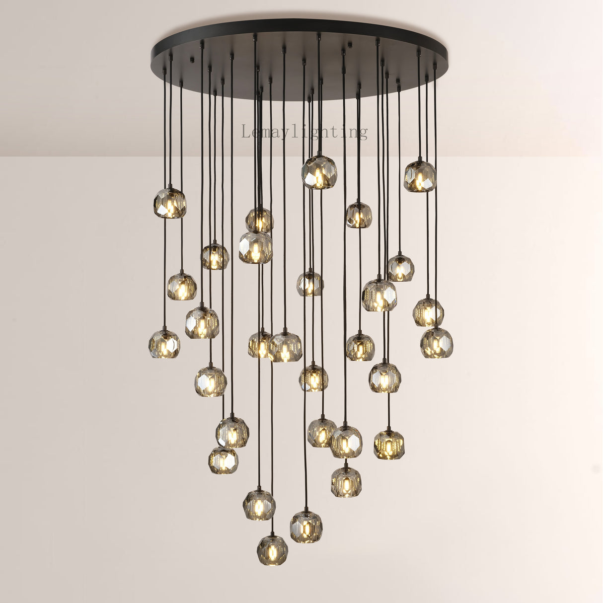 Sibole Glass Round Cluster Chandelier 40"