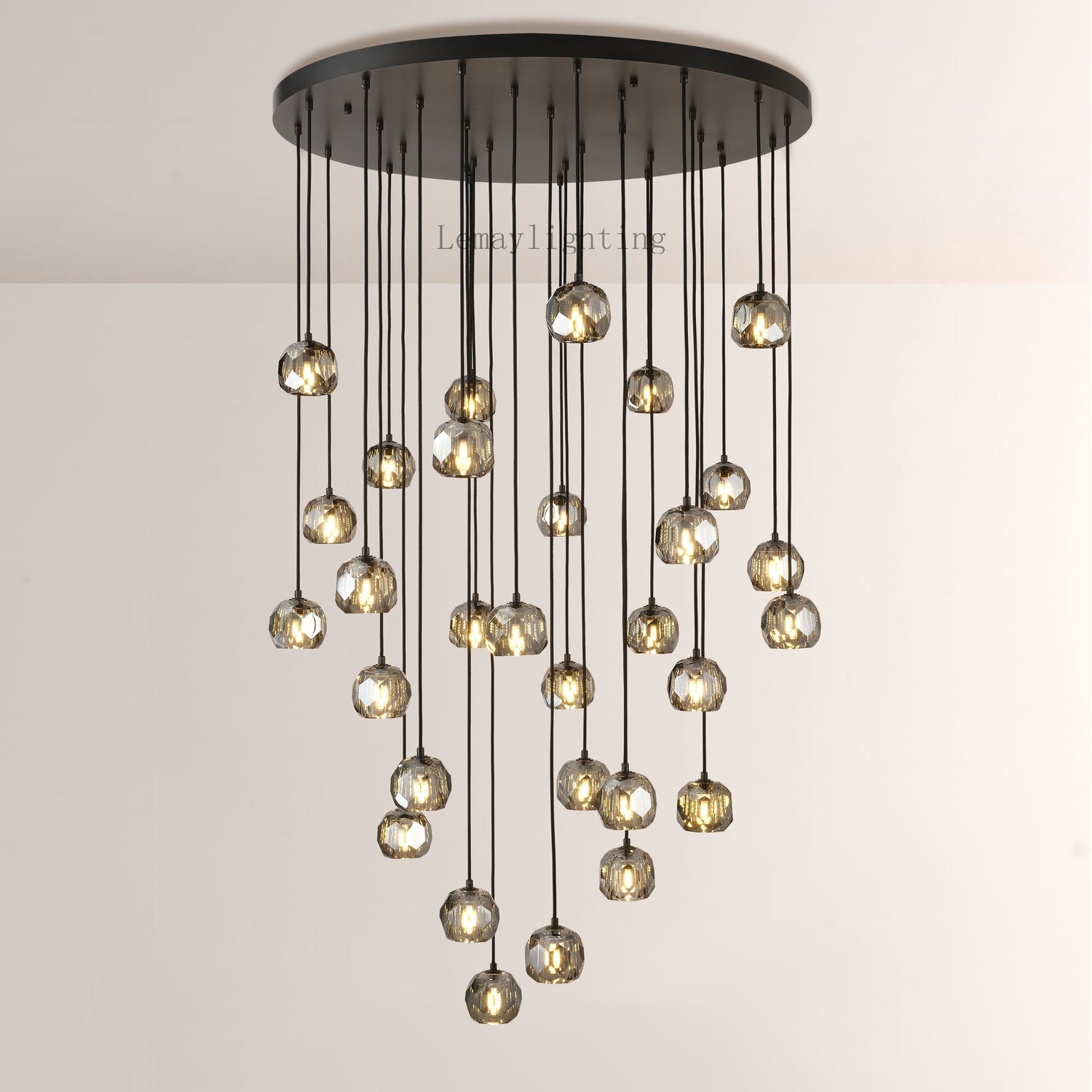 Sibole Glass Round Cluster Chandelier 40"