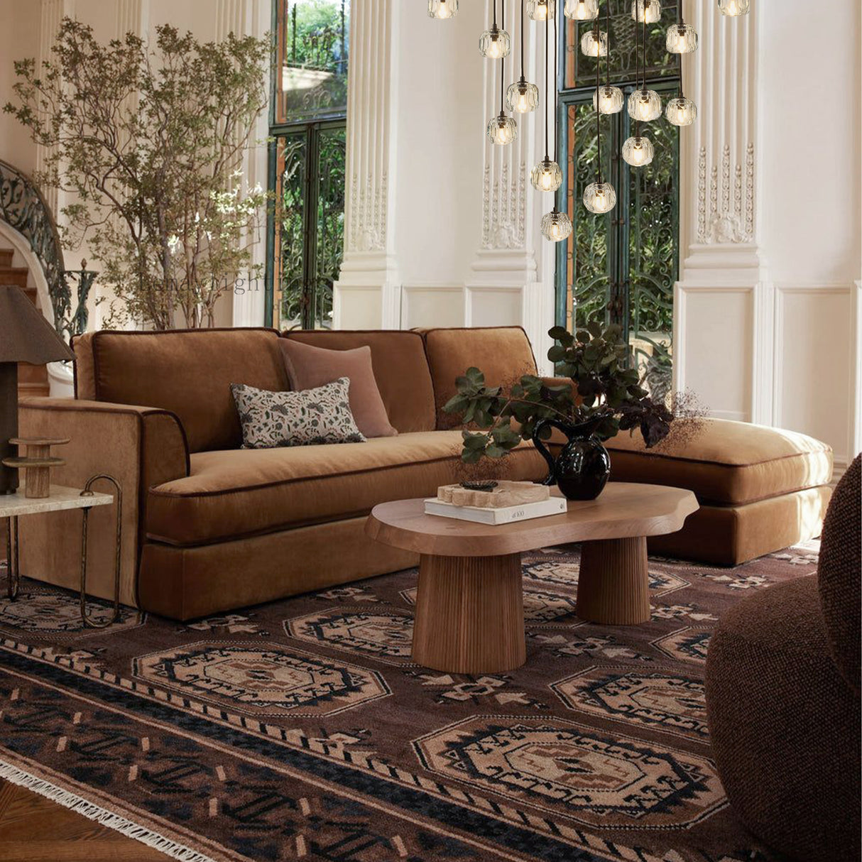 Sibole Glass Round Cluster Chandelier 40"