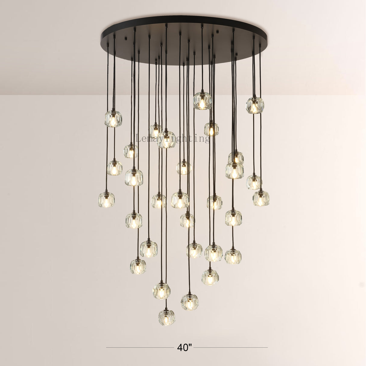 Sibole Glass Round Cluster Chandelier 40"
