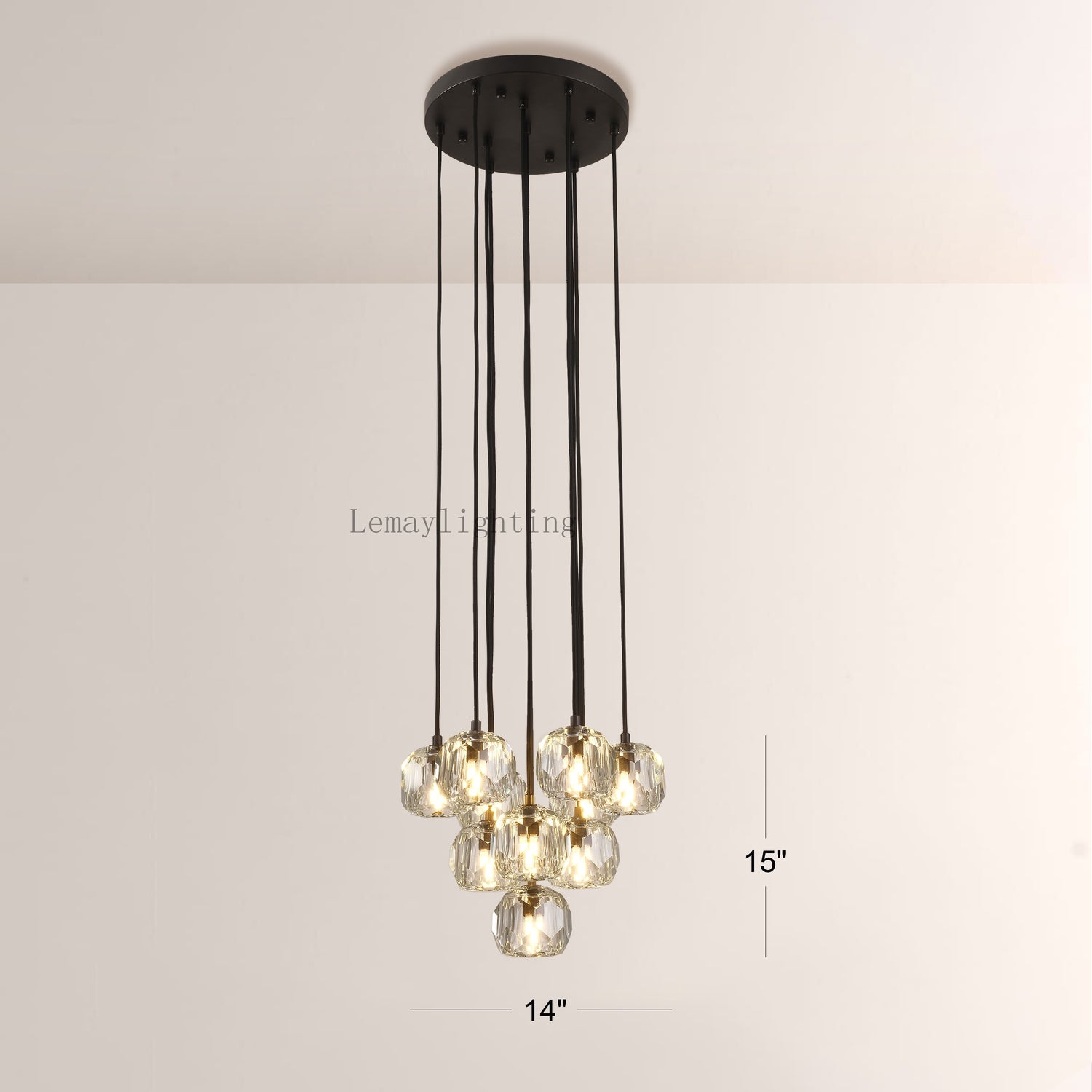 Sibole Glass Round Cluster Chandelier 14"