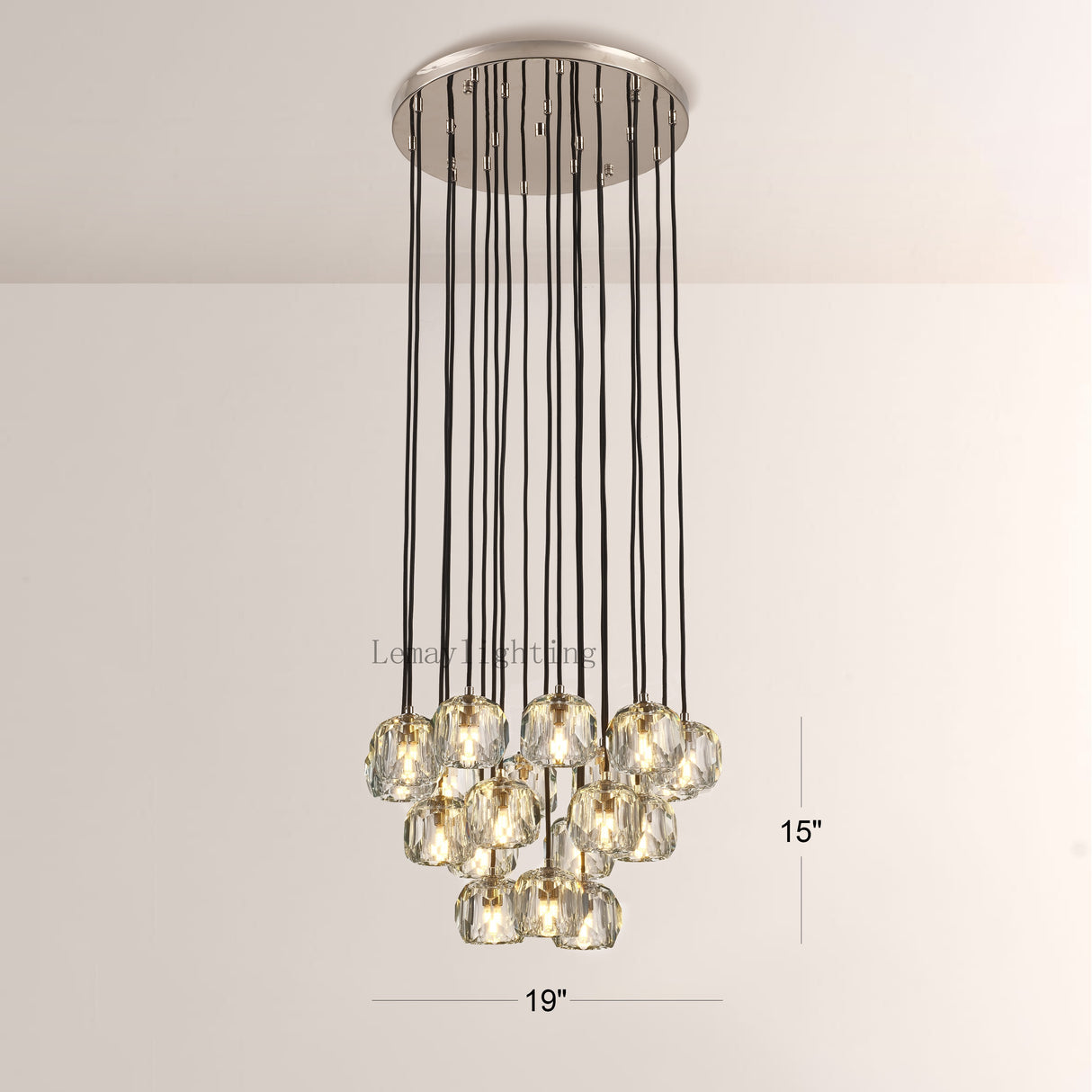 Sibole Glass Round Cluster Chandelier 19"