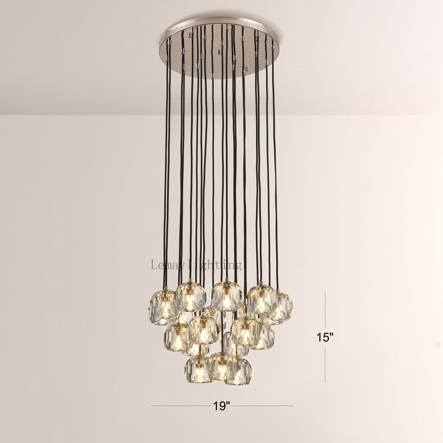 Sibole Glass Round Cluster Chandelier 19"