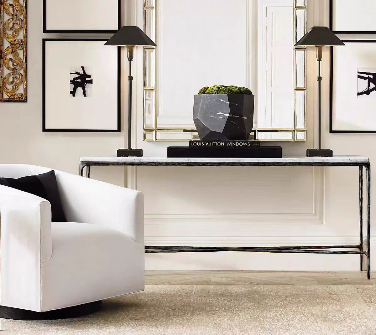 Thaddeus Marble Console Table 48"W,60"W,72"W