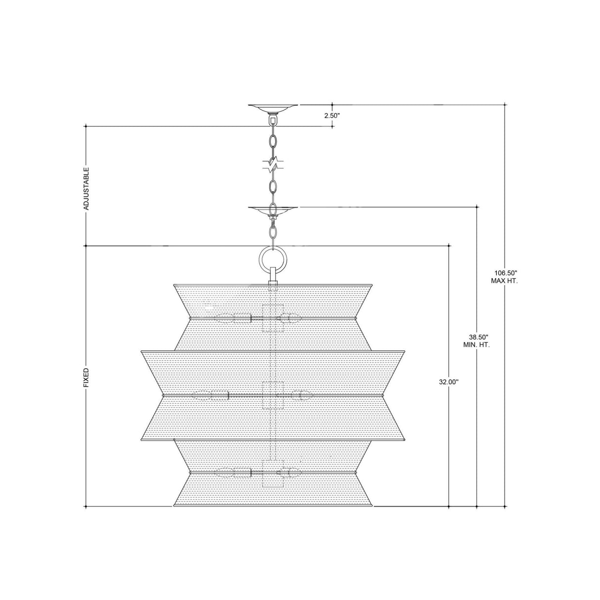 Phebe 32 Inch 9 Light Rattan Chandelier