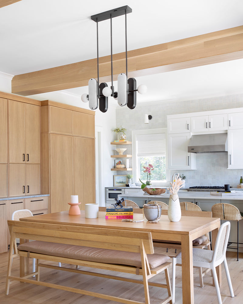8-Light LED Alabaster Linear Pendant