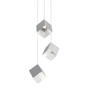 1/3/6/9-Light Multi Glass Ice Cube Metallic Staircase Chandelier