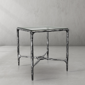 Thaddeus Glass Square Side Table Overhang O