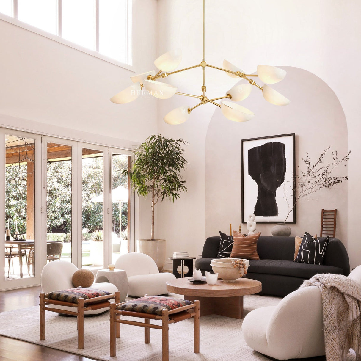 Argus glass Double Tier Chandelier 45" Width
