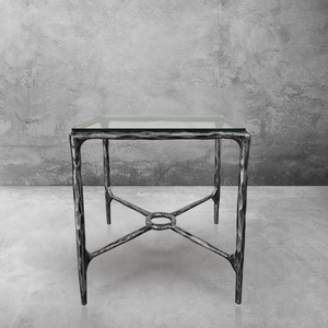Thaddeus Glass Square Side Table Overhang O