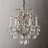 19th C. Rococo Iron & Crystal Round Chandelier 18"