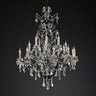 19th C. Rococo Iron & Crystal Round Chandelier 40"