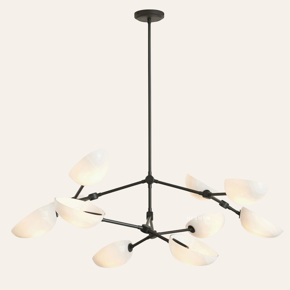 Argus glass Double Tier Chandelier 45" Width