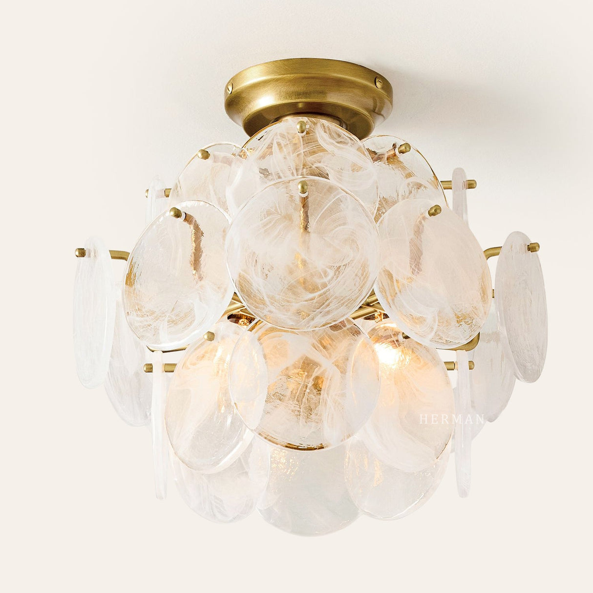 Riviera Glass Disc Round Flush Mount 12"