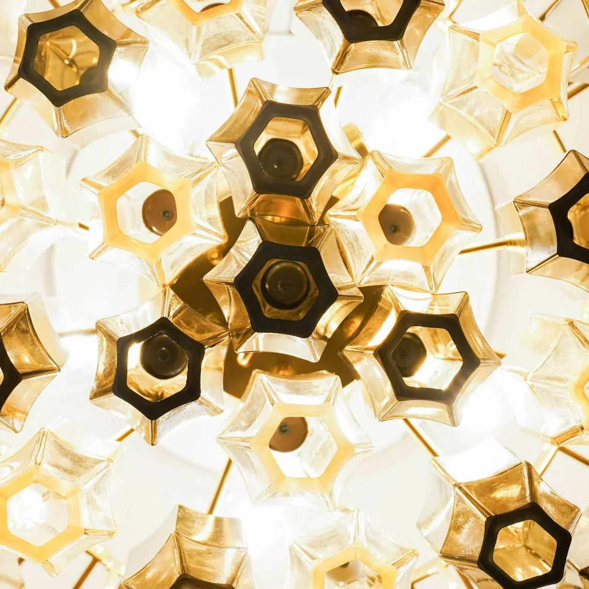 Prismatico 91 Elements Amber And Taupe Compact Ceiling lampGlass Chandelier 25"
