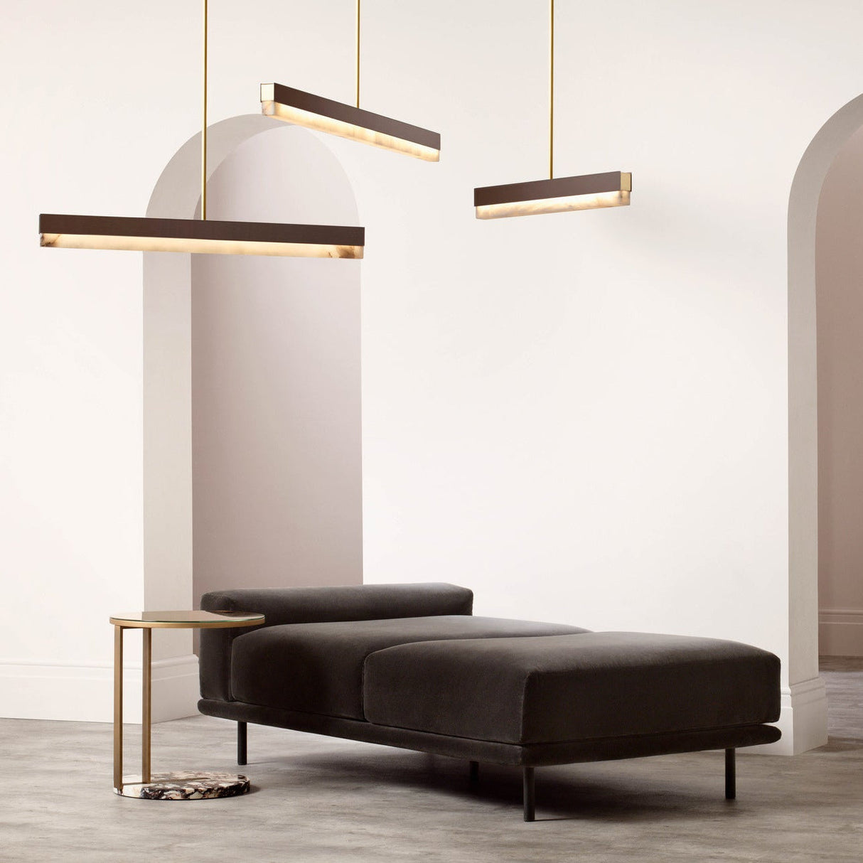 Artes Pendant Light - Alabaster, Bronze & Satin Brass