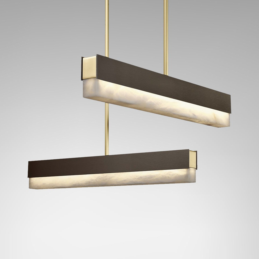 Artes Pendant Light - Alabaster, Bronze & Satin Brass