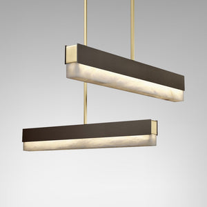 Artes Pendant Light - Alabaster, Bronze & Satin Brass