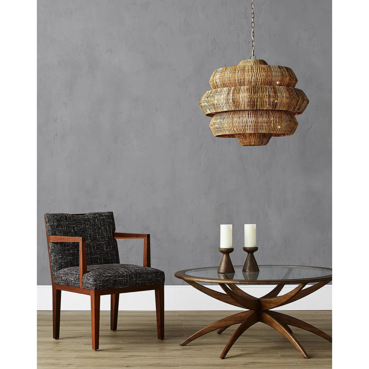 Antibes 3-Tiered Rattan Chandelier