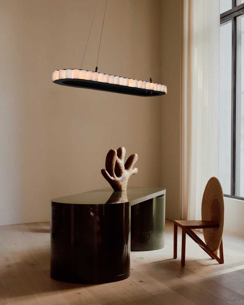 Ring Alabaster Oval Chandelier