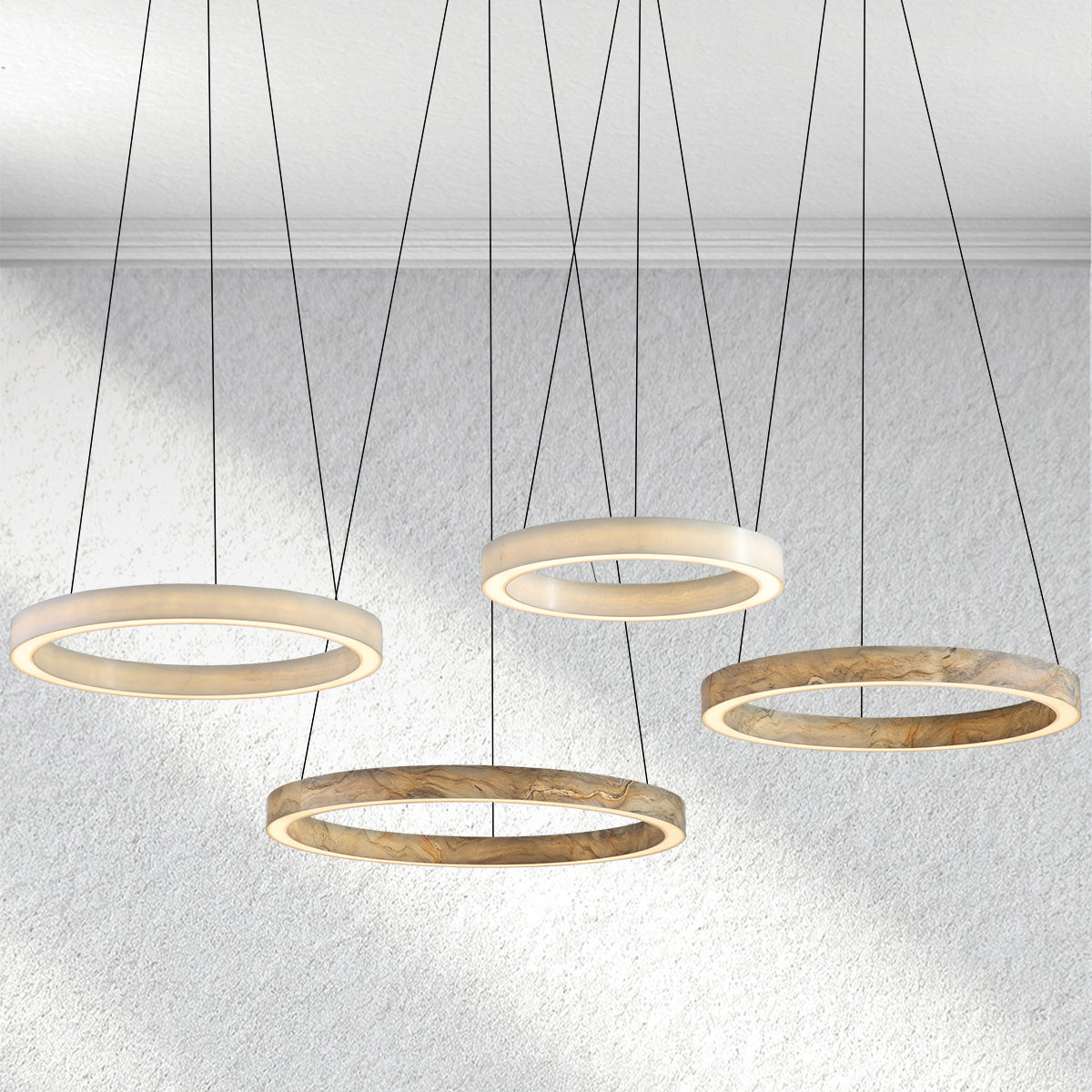 Furnviro Alabaster StoneGlow Round Chandelier